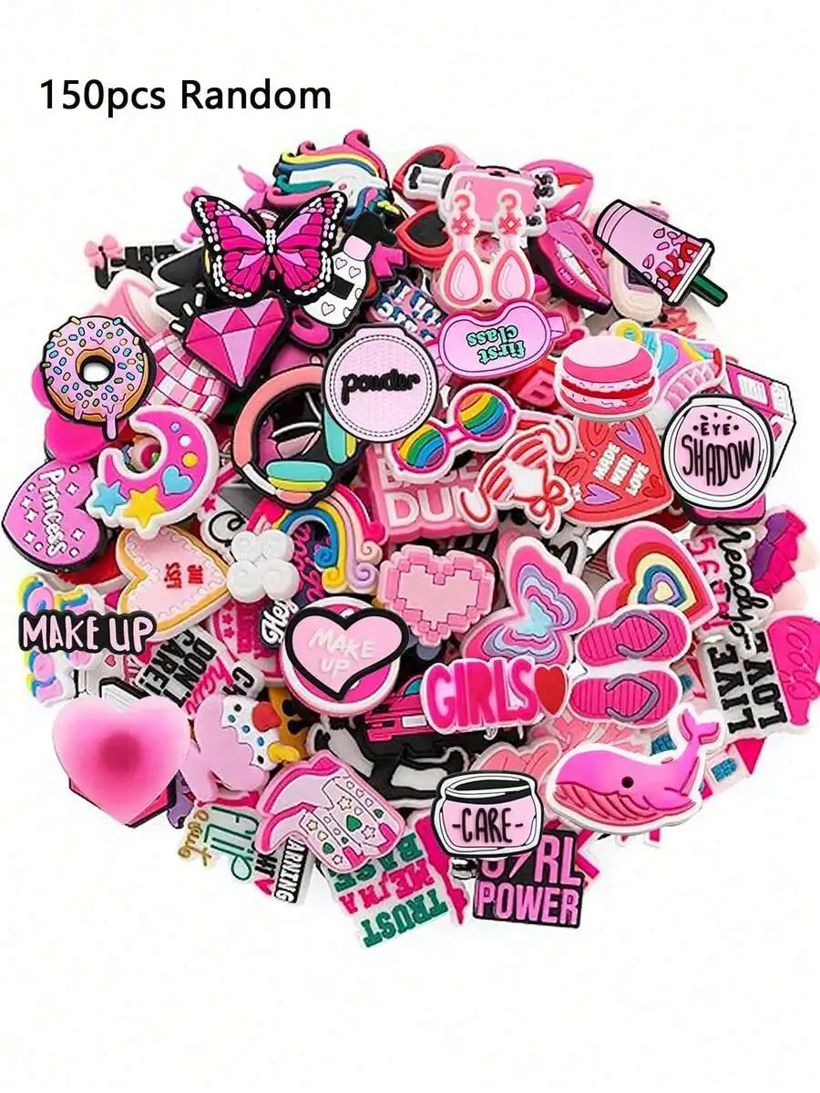 150Pcs Random Pink PVC Shoe Charms For Clogs Sandals Keychains Bags Decorations Accessories
150Pcs Random Pink PVC Shoe Charms For Clogs Sandals Keychains Bags Decorations Accessories