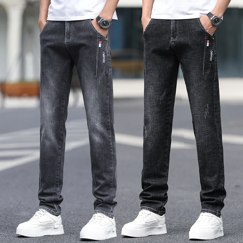 Spring Summer Slim Stretch Jeans Men's Straight Business Casual Solid Color Fashion Denim Trousers Male Brand Clothing
Spring Summer Slim Stretch Jeans Men's Straight Business Casual Solid Color Fashion Denim Trousers Male Brand Clothing