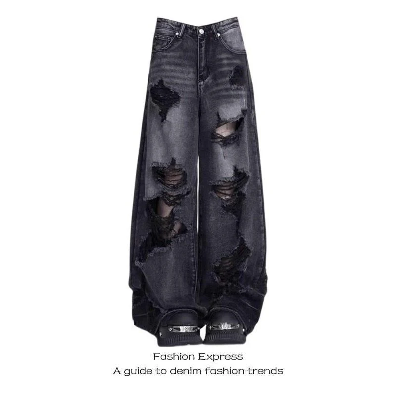 ZHIZOU Women's Gray Ripped Denim Pants Y2K Harajuku American High Street 2000s Wide Leg Retro Denim Jeans Boyfriend Clothing
ZHIZOU Women's Gray Ripped Denim Pants Y2K Harajuku American High Street 2000s Wide Leg Retro Denim Jeans Boyfriend Clothing