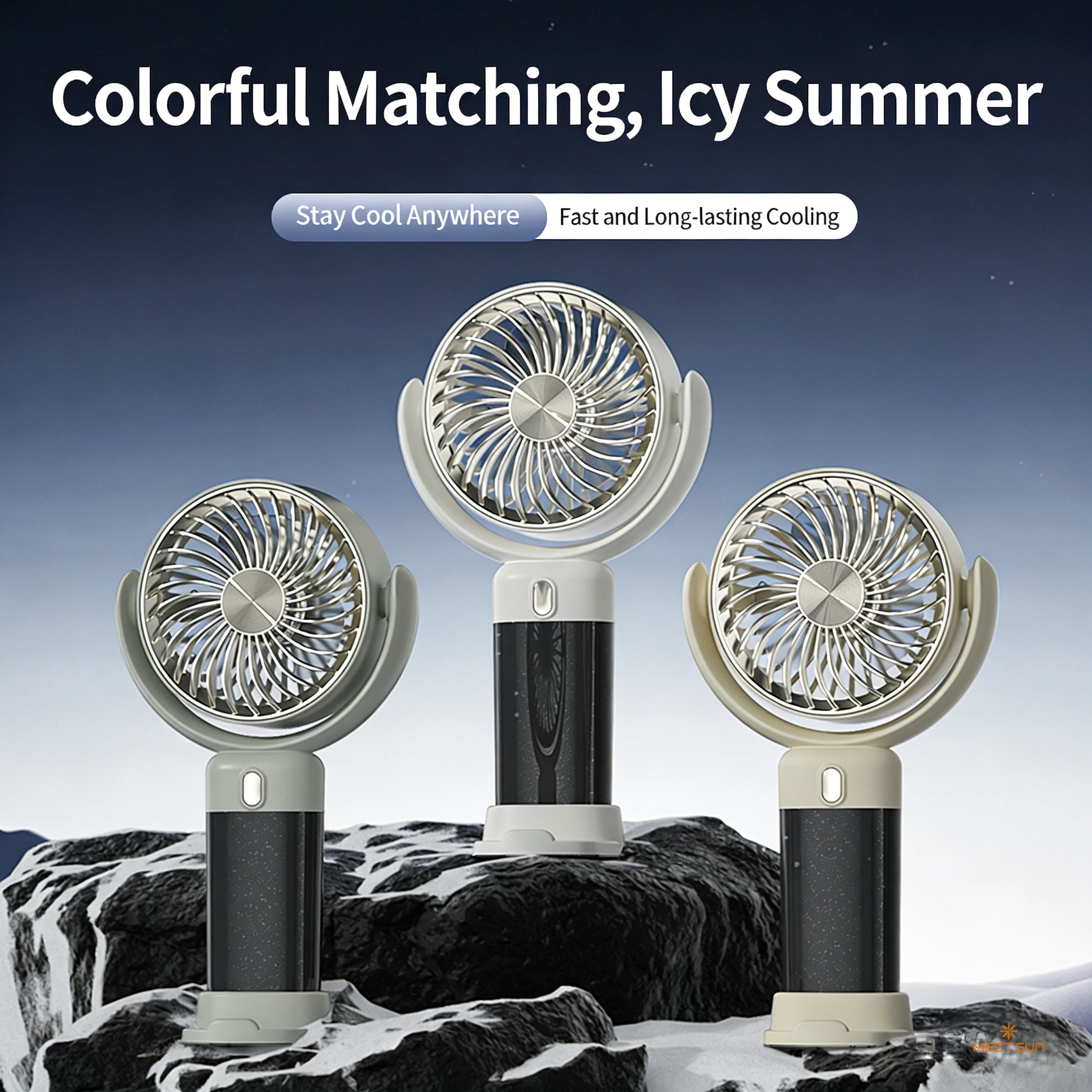 MEET SUN High-Speed Portable Handheld Fan Rechargeable 1200mAh with Stand Dual-Use Handheld And Desktop Cooling Fan
MEET SUN High-Speed Portable Handheld Fan Rechargeable 1200mAh with Stand Dual-Use Handheld And Desktop Cooling Fan