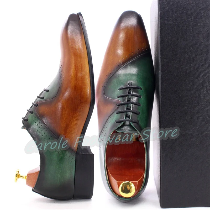 British Style Mixed Color Carving Brogue Shoes for Men Pointed Toe Chunky Heel Lace-Up Oxfords Male Genuine Leather Dress Shoes
British Style Mixed Color Carving Brogue Shoes for Men Pointed Toe Chunky Heel Lace-Up Oxfords Male Genuine Leather Dress Shoes