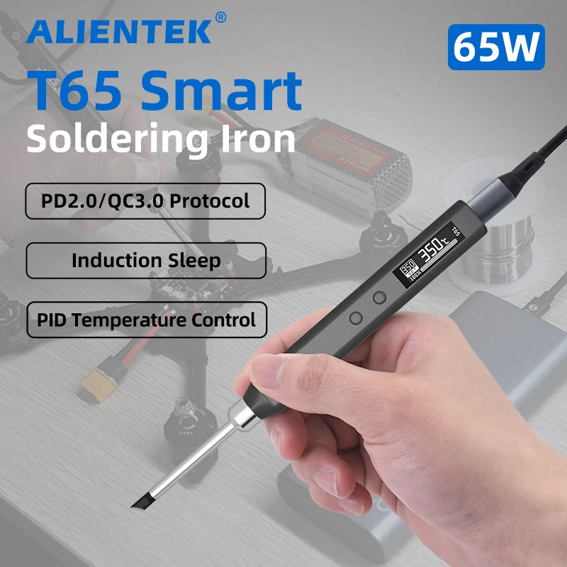 T65 Electric Soldering Iron Adjustable Temperature 65W Fast Heat Smart Digital Portable Welding Station Original Kit ALIENTEK
T65 Electric Soldering Iron Adjustable Temperature 65W Fast Heat Smart Digital Portable Welding Station Original Kit ALIENTEK