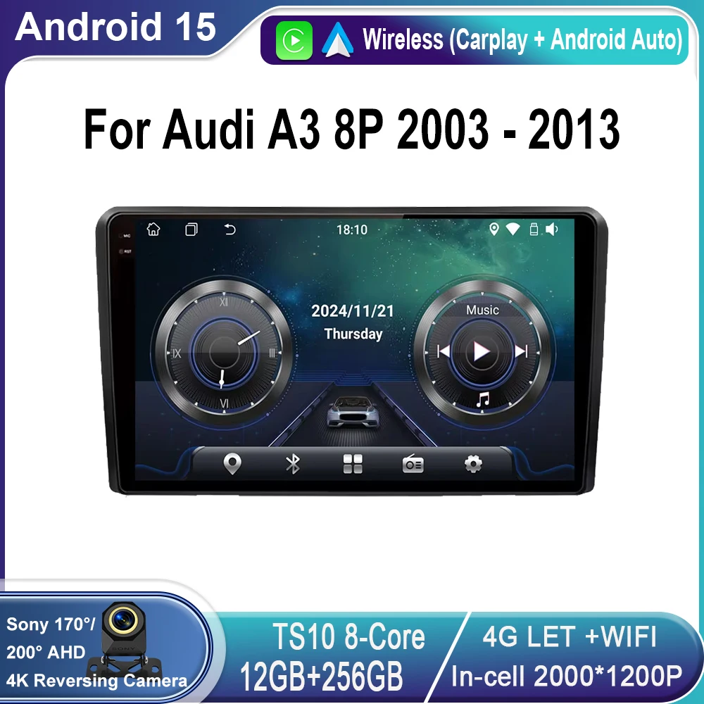 Wireless CarPlay Android Auto Radio For Audi A3 8P 2003 - 2013 Car Video Multimedia Player GPS Autoradio 4G WIFI BT No 2din DVD
Wireless CarPlay Android Auto Radio For Audi A3 8P 2003 - 2013 Car Video Multimedia Player GPS Autoradio 4G WIFI BT No 2din DVD