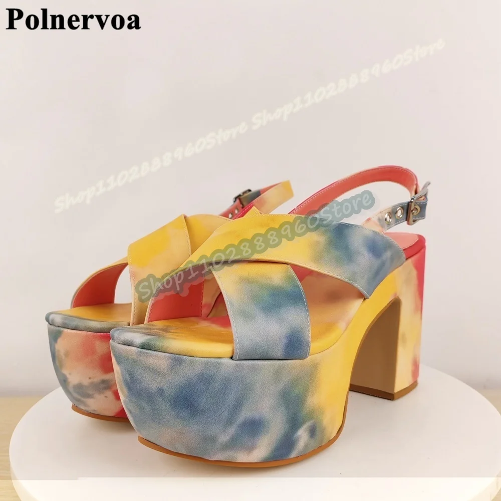 Western Style Mixed Cross Strap Platform Sandals Thick Heel Shoes For Women Ankle Buckle Strap Open Toe Zapatos Para Mujere
Western Style Mixed Cross Strap Platform Sandals Thick Heel Shoes For Women Ankle Buckle Strap Open Toe Zapatos Para Mujere