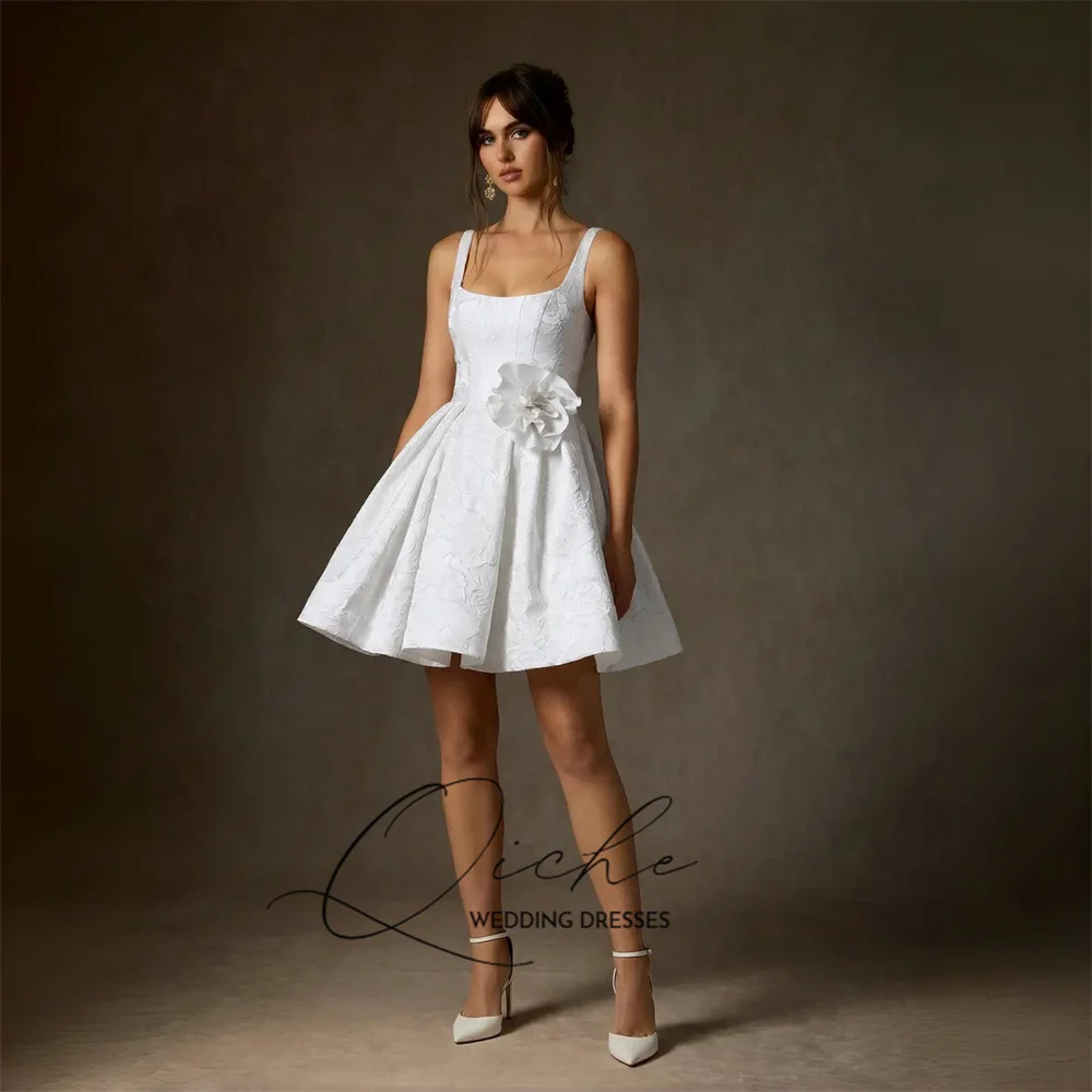 QICHE Charming Short A-Line Flower Wedding Dress Square Collar Spaghetti Straps Bridal Party Gowns Vestidos De Noiva Customized
QICHE Charming Short A-Line Flower Wedding Dress Square Collar Spaghetti Straps Bridal Party Gowns Vestidos De Noiva Customized