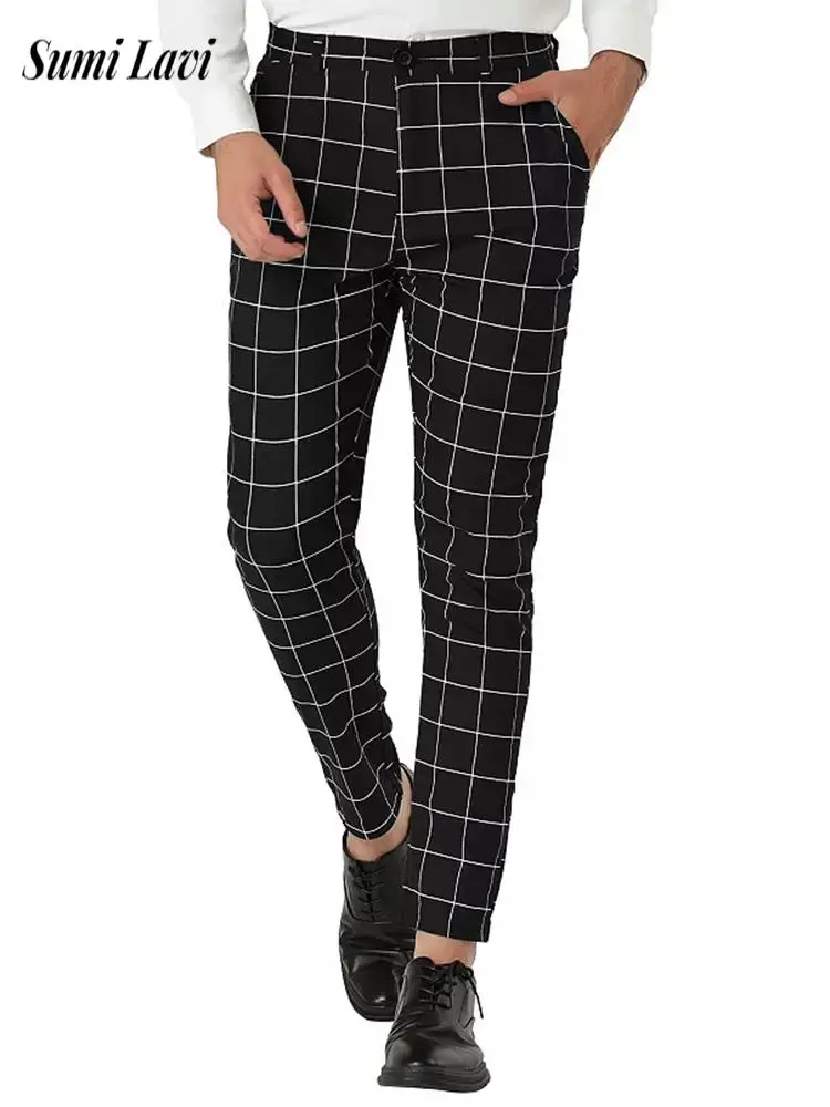 Деловые повседневные брюки в клетку с принтом, мужские весенне-осенние винтажные прямые брюки, мужские модные костюмные брюки
Деловые повседневные брюки в клетку с принтом, мужские весенне-осенние винтажные прямые брюки, мужские модные костюмные брюки