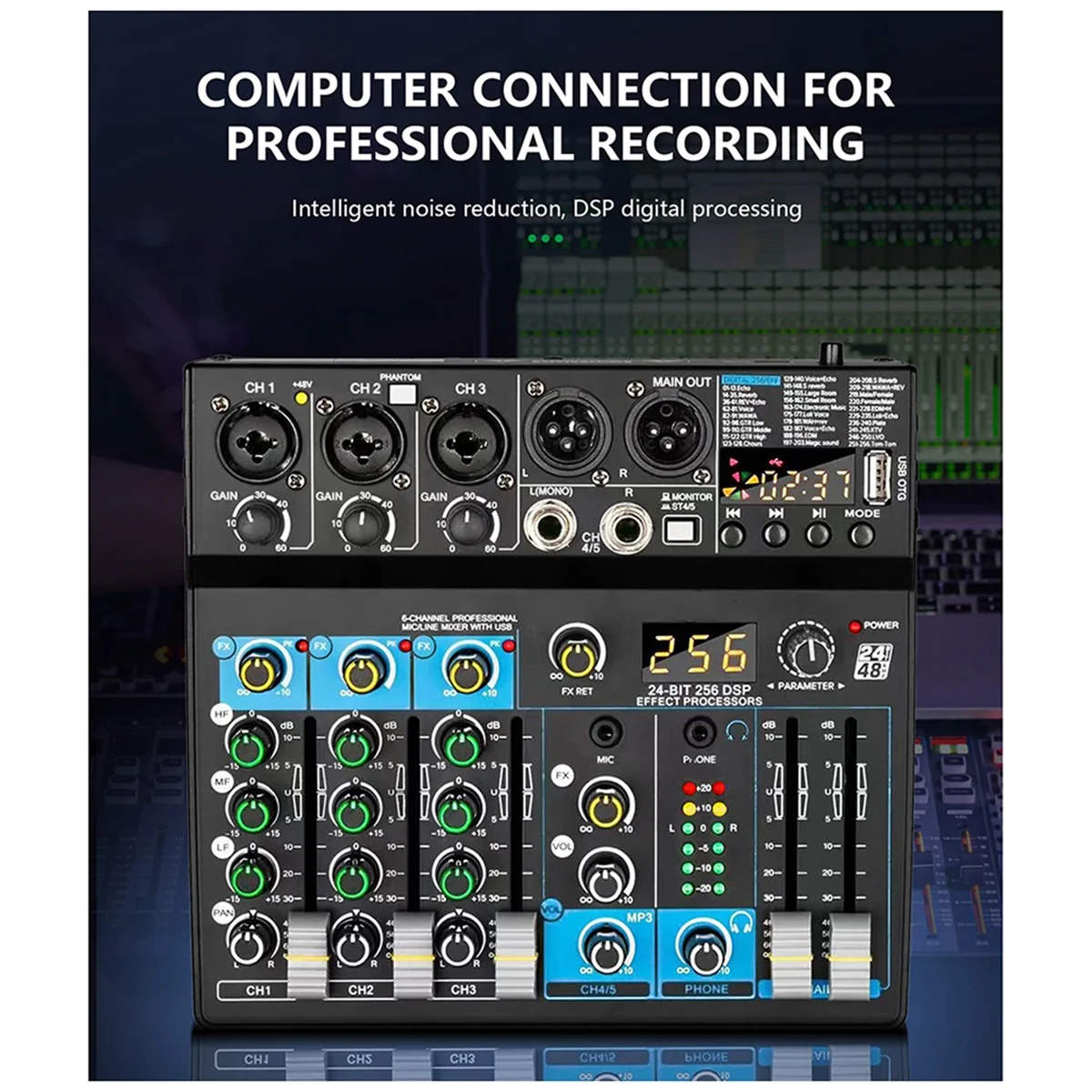 AT53 6-Channel Small Multi-Function Mixer for Stage Performances, Karaoke Live Broadcast, with USB Bluetooth Mixer
AT53 6-Channel Small Multi-Function Mixer for Stage Performances, Karaoke Live Broadcast, with USB Bluetooth Mixer