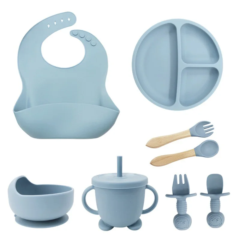 Food Grade Silicone Child Dish Set Baby Feeding Bowl Suction Plate Straw Cup Wooden Spoon Fork for Kids Tableware Toddler Dishes
Food Grade Silicone Child Dish Set Baby Feeding Bowl Suction Plate Straw Cup Wooden Spoon Fork for Kids Tableware Toddler Dishes