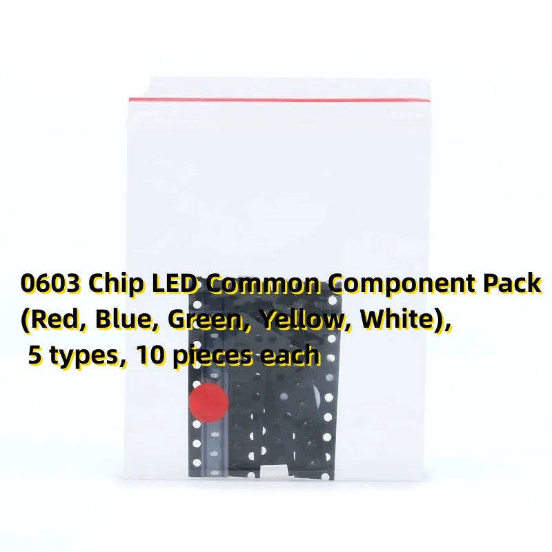 0603 Chip LED Common Component Pack (Red, Blue, Green, Yellow, White), 5 types, 10 pieces each
0603 Chip LED Common Component Pack (Red, Blue, Green, Yellow, White), 5 types, 10 pieces each