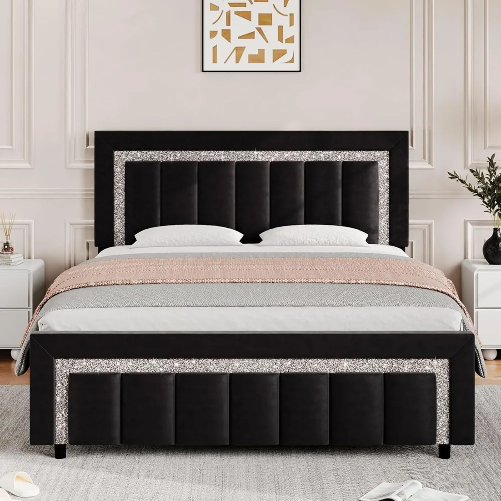 HOMBCK Full Size Bed Frame, Black Velvet Upholstered Bed Frame with Diamond Tufted Headboard and Footboard, Vertical Channel Tuf
HOMBCK Full Size Bed Frame, Black Velvet Upholstered Bed Frame with Diamond Tufted Headboard and Footboard, Vertical Channel Tuf
