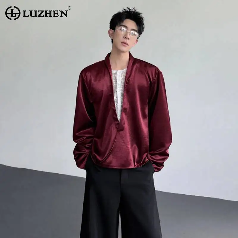 Мужская рубашка LUZHEN 2026: Весенняя коллекция, высококачественный атлас, однотонная, с длинным рукавом, модная, оригинальная, элегантная, свободного кроя, с глубоким V-образным вырезом, JY6752
Мужская рубашка LUZHEN 2026: Весенняя коллекция, высококачественный атлас, однотонная, с длинным рукавом, модная, оригинальная, элегантная, свободного кроя, с глубоким V-образным вырезом, JY6752