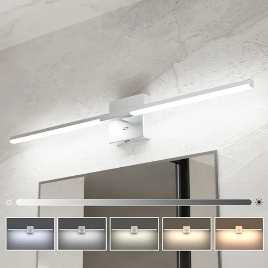 Modern Bathroom Vanity Light Built-in Dimmer 18.5W Dimmable 5CCT Led Bath Lights Baked-on Vanity Lights for Bathroom Mirror Cab
Modern Bathroom Vanity Light Built-in Dimmer 18.5W Dimmable 5CCT Led Bath Lights Baked-on Vanity Lights for Bathroom Mirror Cab