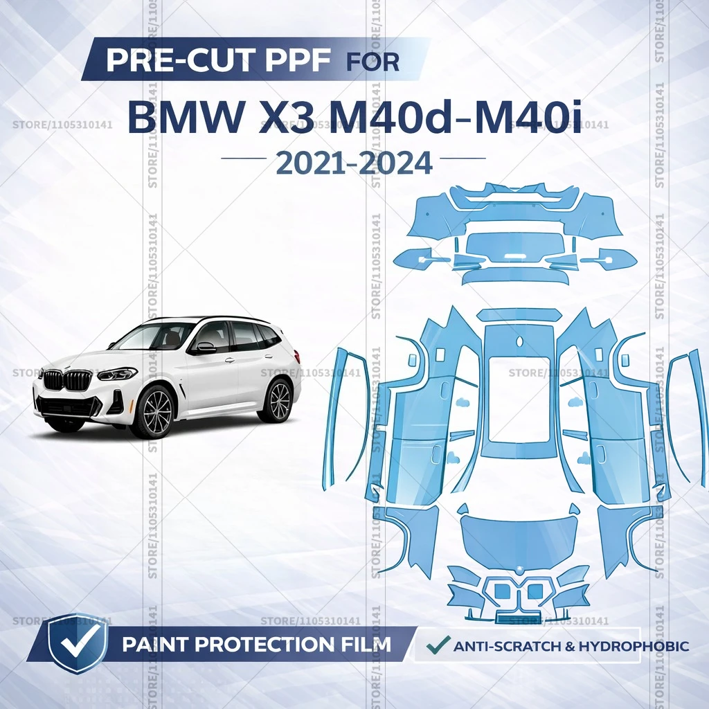 Pre-Cut Paint Protection Film PPF Transparent Bumper Protector Automotive Clear Bra Car Film For BMW X3 M40d-M40i 2021-2024
Pre-Cut Paint Protection Film PPF Transparent Bumper Protector Automotive Clear Bra Car Film For BMW X3 M40d-M40i 2021-2024