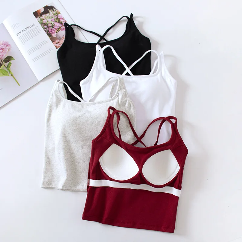 Cotton Chest Pads Vest Beautiful Back Suspenders Integrated Bra Sleepwear Top Slim Bottoming Underwear Women One Piece Pajamas
Cotton Chest Pads Vest Beautiful Back Suspenders Integrated Bra Sleepwear Top Slim Bottoming Underwear Women One Piece Pajamas