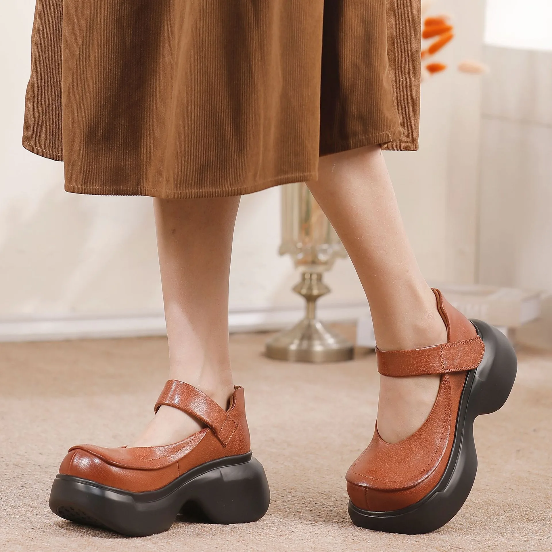 Birkuir Retro Hook Loop Thick Heel Shoes For Women Wedges Sewn Mary Jane Shoes Genuine Leather Luxury 2026 Casual Shoes
Birkuir Retro Hook Loop Thick Heel Shoes For Women Wedges Sewn Mary Jane Shoes Genuine Leather Luxury 2026 Casual Shoes