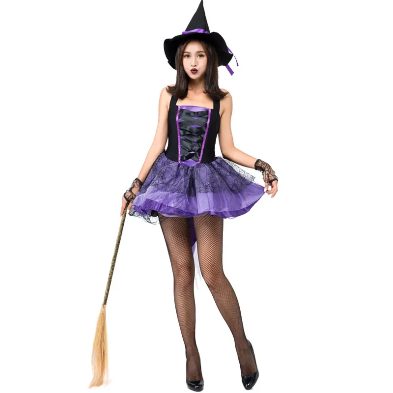 Halloween Adult Black Purple Mixed Witch Clothes Maxi Dress Slim Cosplay Classic Shiny Short Skirt Dance Costume
Halloween Adult Black Purple Mixed Witch Clothes Maxi Dress Slim Cosplay Classic Shiny Short Skirt Dance Costume