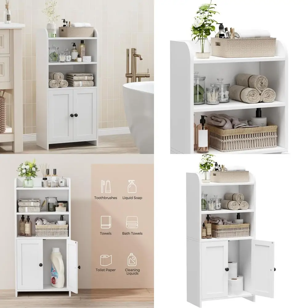 Space-Saving White Bathroom Storage Cabinet with 2 Doors and Shelves for Toilet Paper, Ideal for Small Spaces and Laundry Rooms
Space-Saving White Bathroom Storage Cabinet with 2 Doors and Shelves for Toilet Paper, Ideal for Small Spaces and Laundry Rooms