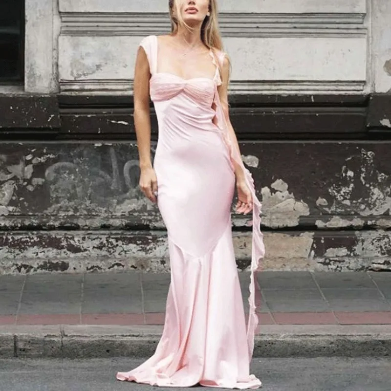 Ticketsx Women's Ruched Ribbon Long Dress Pink High Waisted Patchwork Slim Women's Dress Summer Backless Party Streetwear Dress
Ticketsx Women's Ruched Ribbon Long Dress Pink High Waisted Patchwork Slim Women's Dress Summer Backless Party Streetwear Dress