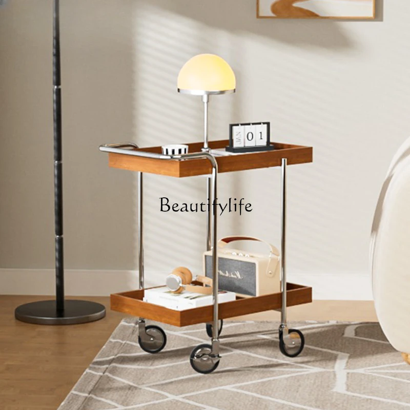 Stainless steel moving edge few antique log color simple double-layer storage rack
Stainless steel moving edge few antique log color simple double-layer storage rack