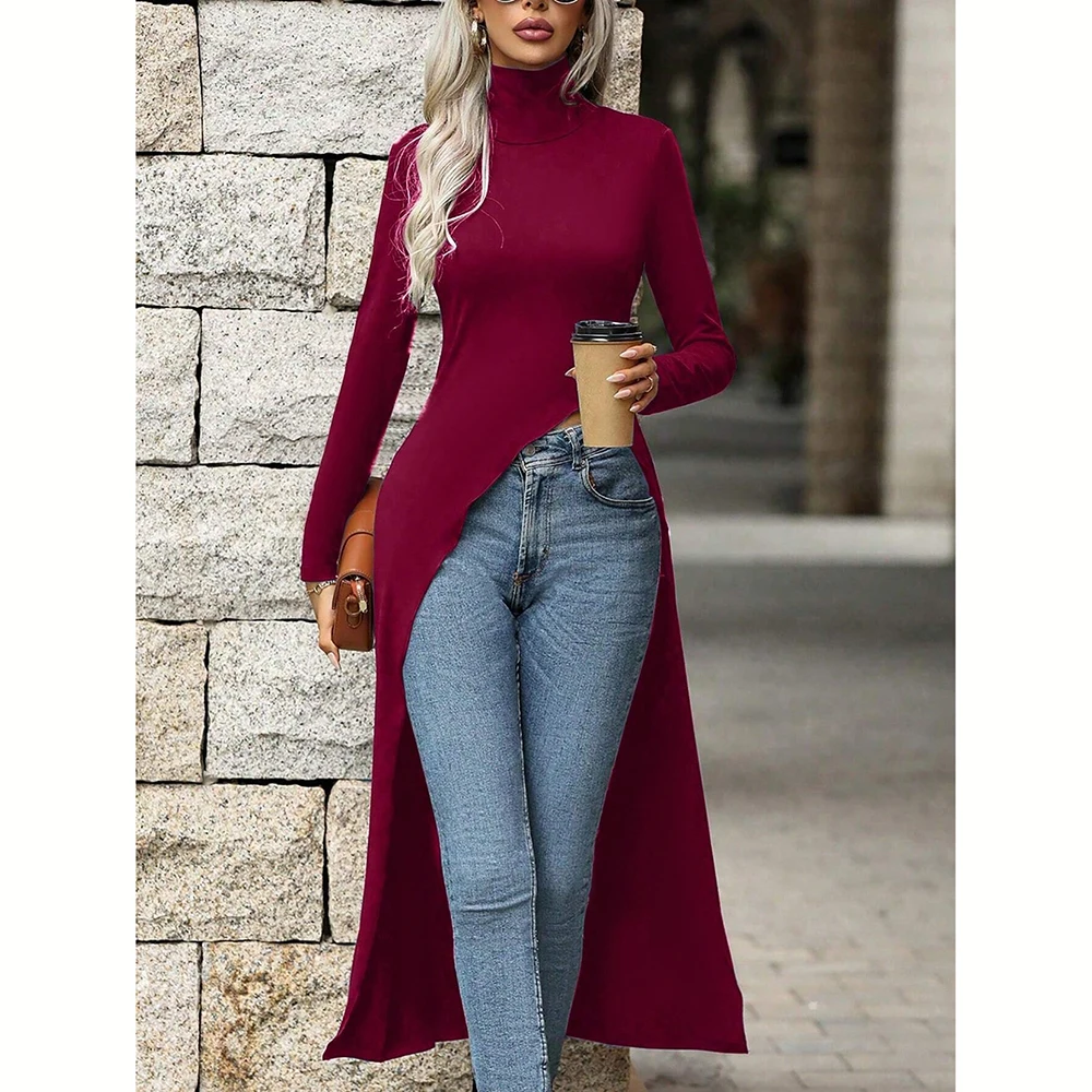 Arazooyi Women's T-Shirts Autumn French Trendy Plain Split Long Sleeve High-Neck Long Fashion T-Shirts
Arazooyi Women's T-Shirts Autumn French Trendy Plain Split Long Sleeve High-Neck Long Fashion T-Shirts