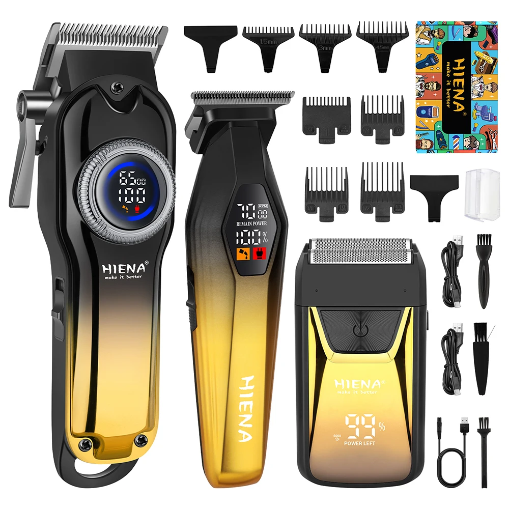 HIENA 3-in-1 Men's Grooming Kit Hair Clipper, T-Blade Trimmer & Foil Shaver with LCD Display USB Rechargeable
HIENA 3-in-1 Men's Grooming Kit Hair Clipper, T-Blade Trimmer & Foil Shaver with LCD Display USB Rechargeable