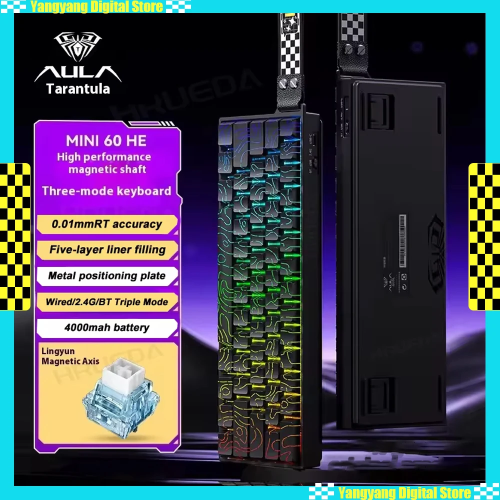 AULA MINI 60HE Pro Series Клавиатура с магнитным переключателем, трехрежимная клавиатура для киберспортивных игр RGB RT0,01 мм, скорость сканирования 8K, срок службы батареи 4000 мАч
AULA MINI 60HE Pro Series Клавиатура с магнитным переключателем, трехрежимная клавиатура для киберспортивных игр RGB RT0,01 мм, скорость сканирования 8K, срок службы батареи 4000 мАч