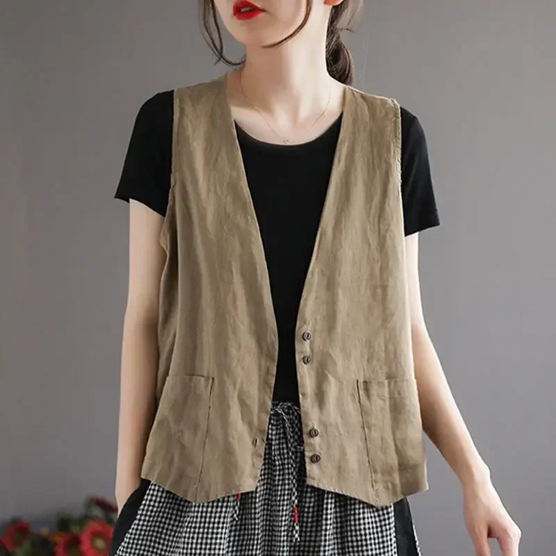 Women Vest New Ladies Summer Loose Waistcoat Tie V-Neck Single Breasted Short Blazer Casual Tops Outerwear Female V1661
Women Vest New Ladies Summer Loose Waistcoat Tie V-Neck Single Breasted Short Blazer Casual Tops Outerwear Female V1661