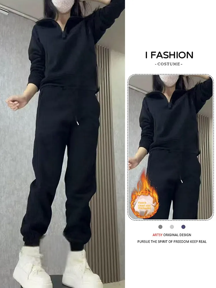 Thiened Fce High Waist Sweatpants And Hoodies Women's Sportswear Set Winter Warm Sli Casual Long Sve Zipper Top
Thiened Fce High Waist Sweatpants And Hoodies Women's Sportswear Set Winter Warm Sli Casual Long Sve Zipper Top