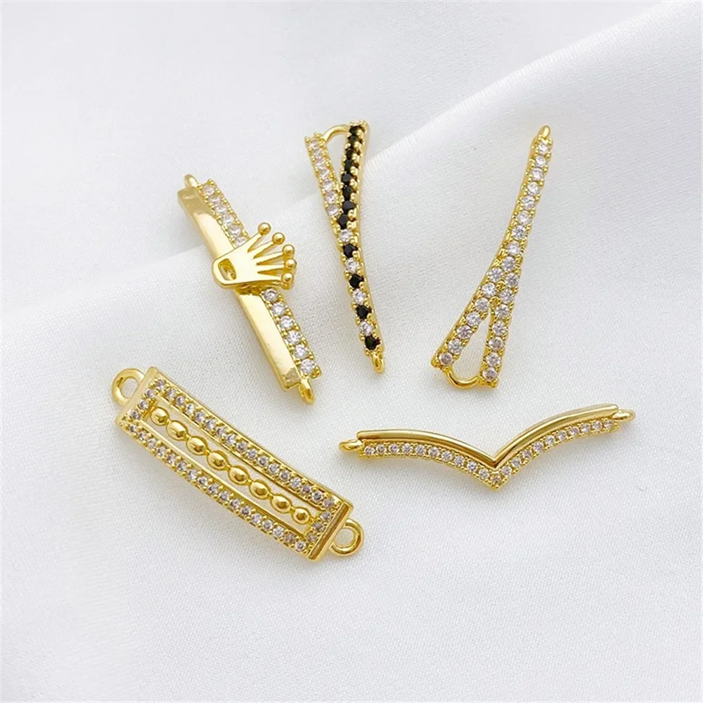 14K Gold-plated Zircon Bracelet with Curved Connection Clasp, Hang Tag, Handmade DIY Necklace, Jewelry, Material Accessories
14K Gold-plated Zircon Bracelet with Curved Connection Clasp, Hang Tag, Handmade DIY Necklace, Jewelry, Material Accessories