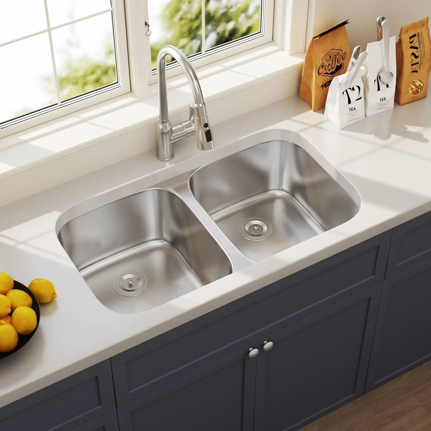 32" Undermount Double Bowl Kitchen Sink, 18 Gauge Stainless Steel, 50/50 Split, Satin Finish
32" Undermount Double Bowl Kitchen Sink, 18 Gauge Stainless Steel, 50/50 Split, Satin Finish