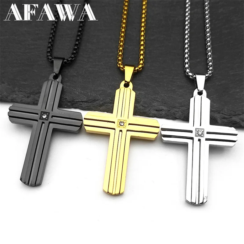 Stainless Steel Rhinestones Cross Pendant Necklaces for Men Women Gold Silver Color Hip Hop Crucifix Man Necklace Jewelry collar
Stainless Steel Rhinestones Cross Pendant Necklaces for Men Women Gold Silver Color Hip Hop Crucifix Man Necklace Jewelry collar