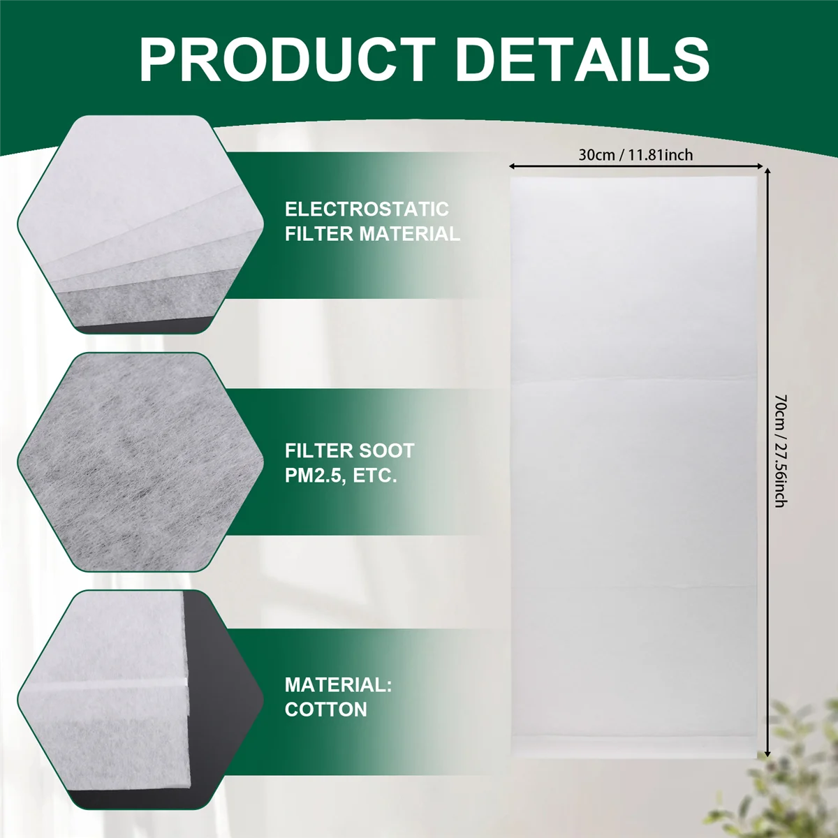 Better Quality 4Pcs 28inch x 12inch Electrostatic Filter Cotton,HEPA Filtering Net PM2.5 for Philips Xiaomi Mi Air Purifier
Better Quality 4Pcs 28inch x 12inch Electrostatic Filter Cotton,HEPA Filtering Net PM2.5 for Philips Xiaomi Mi Air Purifier