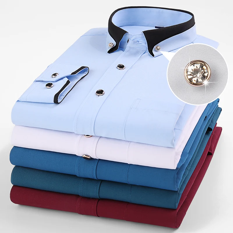 Men's Luxury Social Shirt Solid White Black Long Sleeve Spring and Autumn New Fashion Dinner Wedding Evening Dress Men Clothing
Men's Luxury Social Shirt Solid White Black Long Sleeve Spring and Autumn New Fashion Dinner Wedding Evening Dress Men Clothing