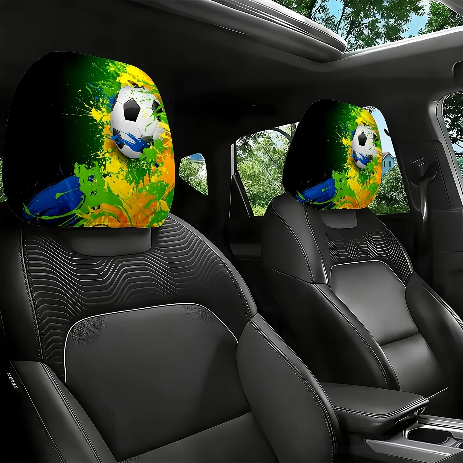 2pcs, Car Headrest Covers in a Football Style, Featuring a Colorful Splatter Print Design, Personalized Decoration for The Car
2pcs, Car Headrest Covers in a Football Style, Featuring a Colorful Splatter Print Design, Personalized Decoration for The Car