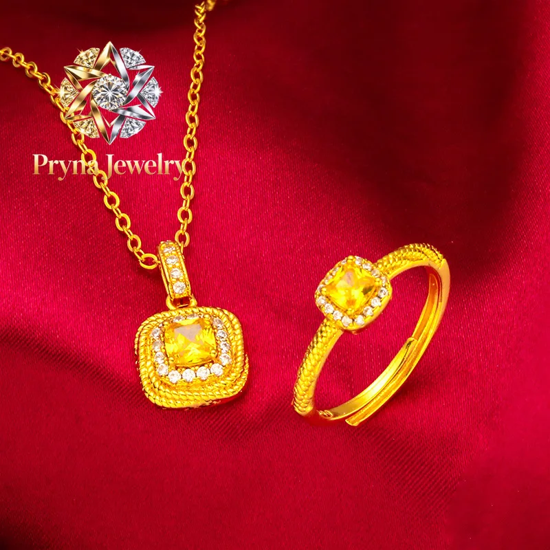Pryna Jewelry 24K Gold Mini Sugar Cube Ring Necklace Set AU999 Pure Gold, 3D cube design, mirror-polished finish, perfect for
Pryna Jewelry 24K Gold Mini Sugar Cube Ring Necklace Set AU999 Pure Gold, 3D cube design, mirror-polished finish, perfect for