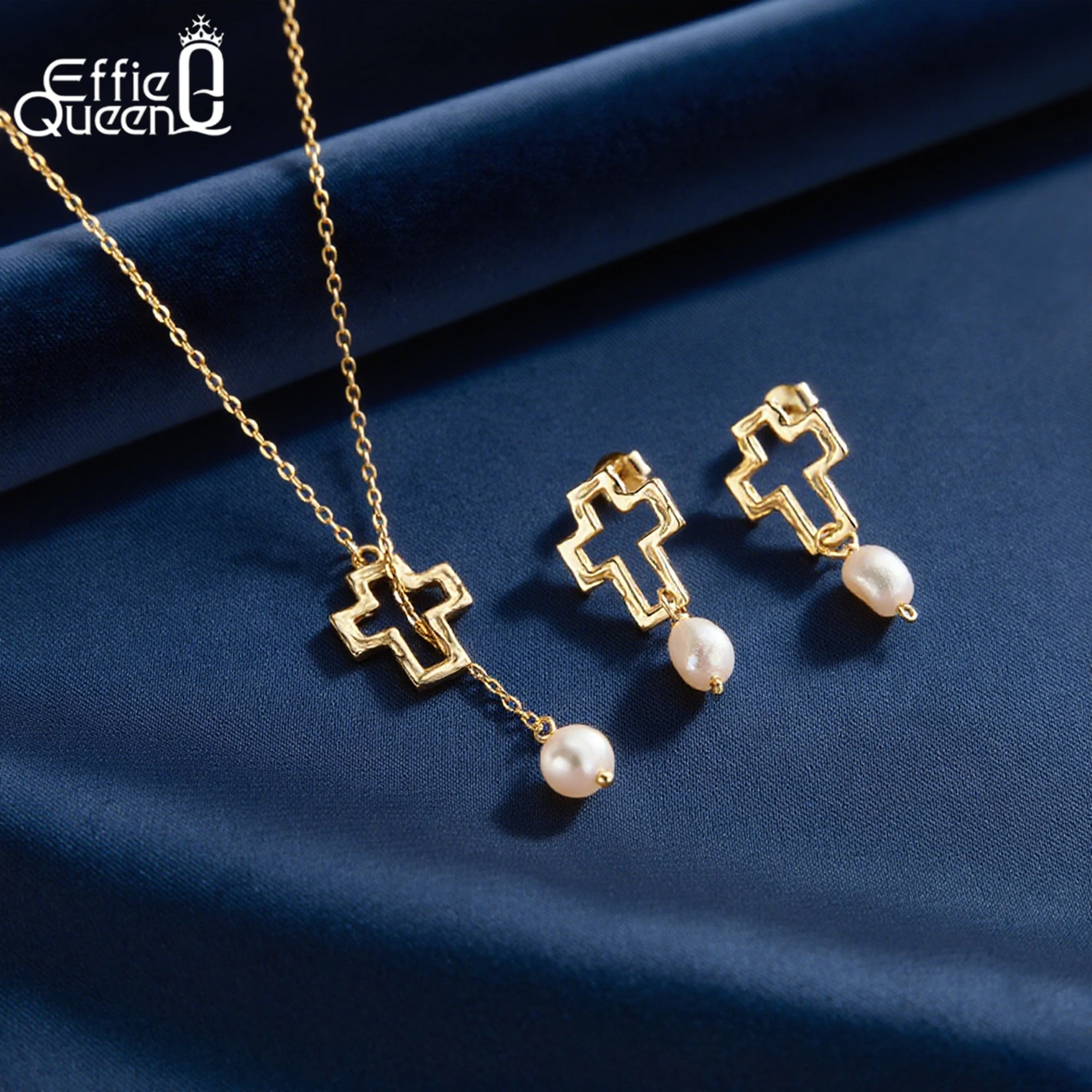 EFFIE QUEEN 2025 Trend Necklace 14K Gold Graceful 925 Sterling Silver Freshwater Pearl Pendant Cross Design Gift for Women GPN76
EFFIE QUEEN 2025 Trend Necklace 14K Gold Graceful 925 Sterling Silver Freshwater Pearl Pendant Cross Design Gift for Women GPN76