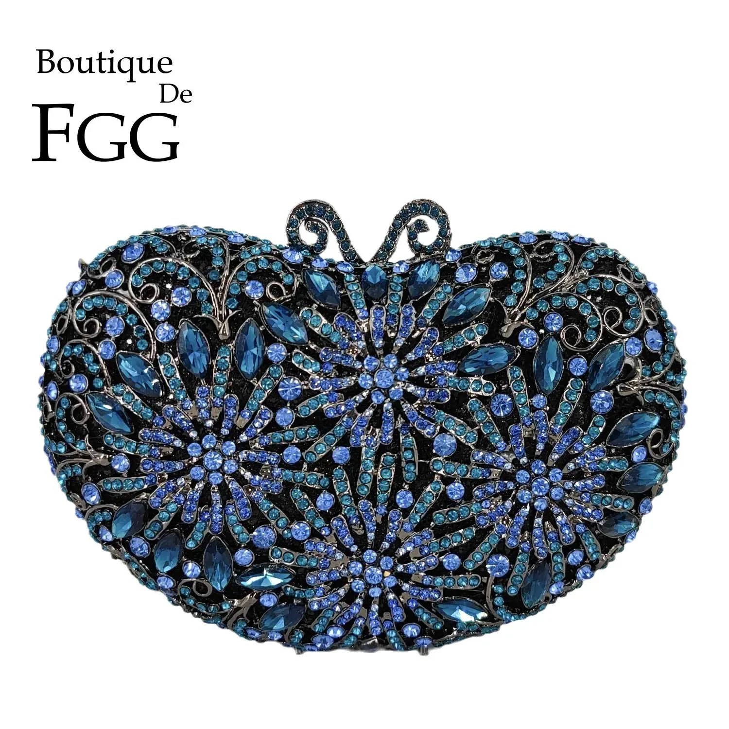 Boutique De FGG Navy Blue Heart Shape Women Flower Clutch Evening Bags Bridal Wedding Party Crystal Handbags Rhinestoen Purses
Boutique De FGG Navy Blue Heart Shape Women Flower Clutch Evening Bags Bridal Wedding Party Crystal Handbags Rhinestoen Purses
