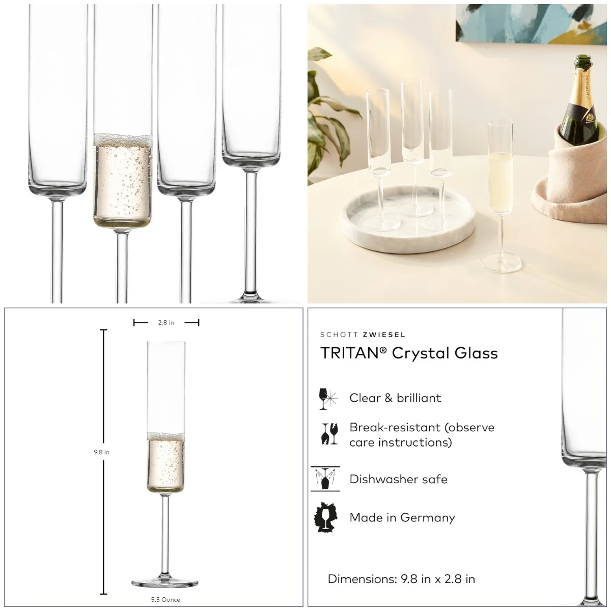 Бокалы для шампанского Modo (набор из 4 шт.), шипучие точки, тритан, можно мыть в посудомоечной машине, сделано в Германии, 5,5 унций
Бокалы для шампанского Modo (набор из 4 шт.), шипучие точки, тритан, можно мыть в посудомоечной машине, сделано в Германии, 5,5 унций