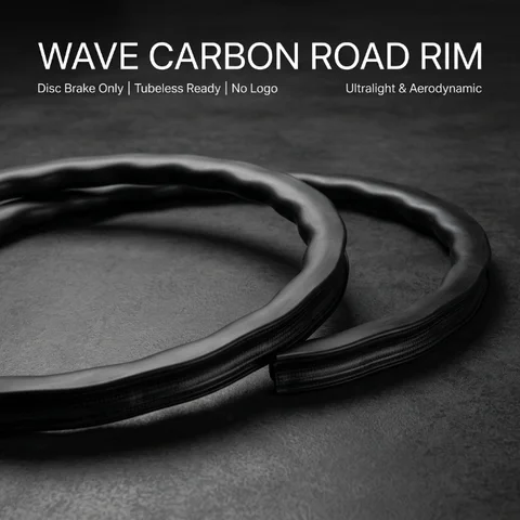 Wavy Carbon Fiber Bicycle Rims, 700c Road Bike Disc Brake Rims, Wide-Rim Carbon Fiber Rims, 24-Hole Lightweight Carbon Fiber