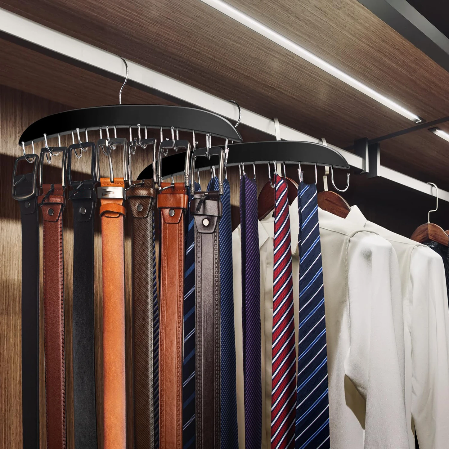1pc Rotating Wooden Belt Hanger with Oil Rubbed Finish - 14 for Scarves, Belts, and Accessories - Space-Saving Organizer for B
1pc Rotating Wooden Belt Hanger with Oil Rubbed Finish - 14 for Scarves, Belts, and Accessories - Space-Saving Organizer for B