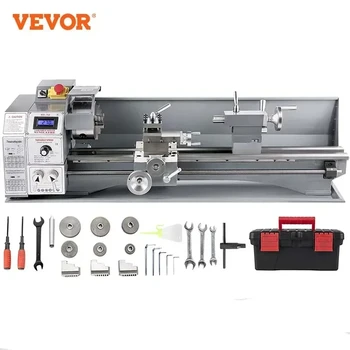 VEVOR Metal Mini Lathe 1100w Mini Metal Lathe 220x600 mm 38mm Spindle 3-Jaw Chuck Blushless Motor Led Machine Drilling Threading