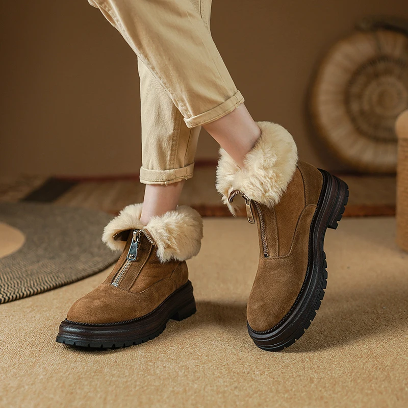 QUTAA 2026, модные шерстяные зимние женские ботильоны, новые теплые туфли на молнии, детские замшевые короткие ботинки на среднем каблуке с круглым носком, размеры 34–40
QUTAA 2026, модные шерстяные зимние женские ботильоны, новые теплые туфли на молнии, детские замшевые короткие ботинки на среднем каблуке с круглым носком, размеры 34–40