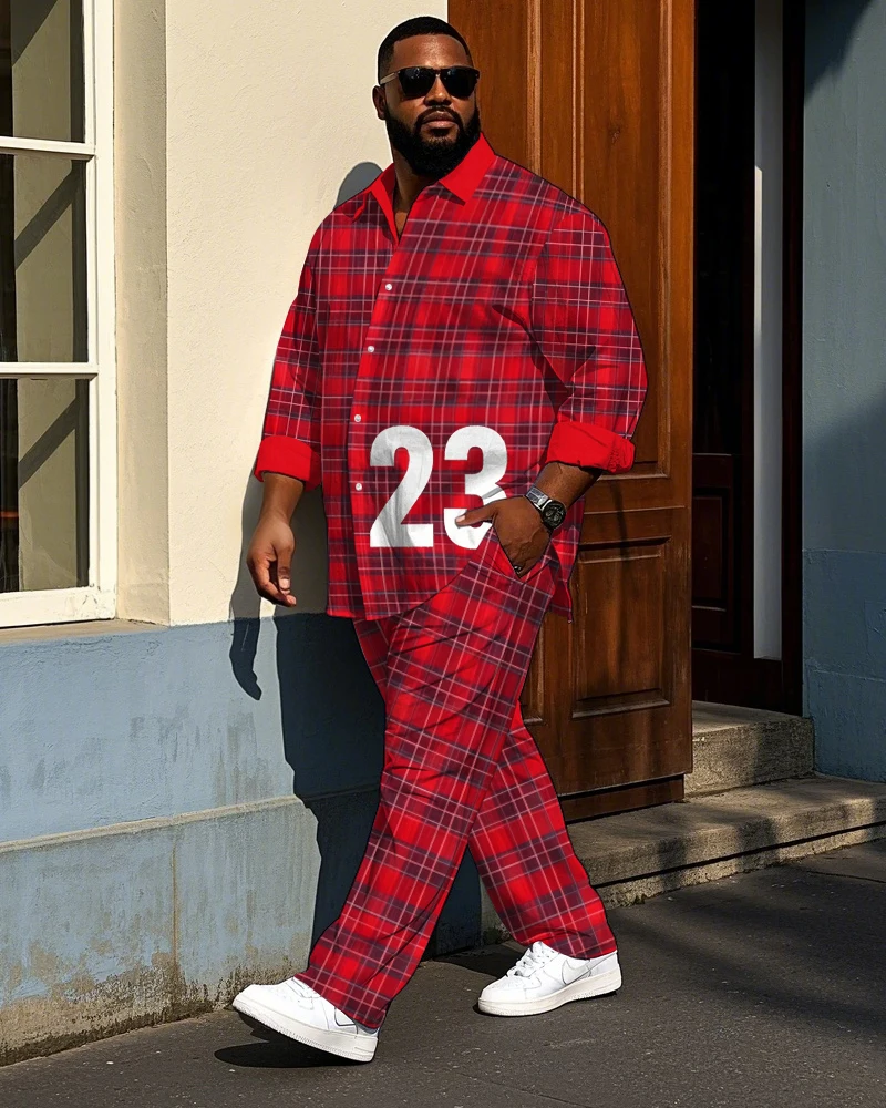 S-9XL Big and Tall Men Red Plaid 2-Piece Set Long Sleeve Shirt and Pants Streetwear
S-9XL Big and Tall Men Red Plaid 2-Piece Set Long Sleeve Shirt and Pants Streetwear