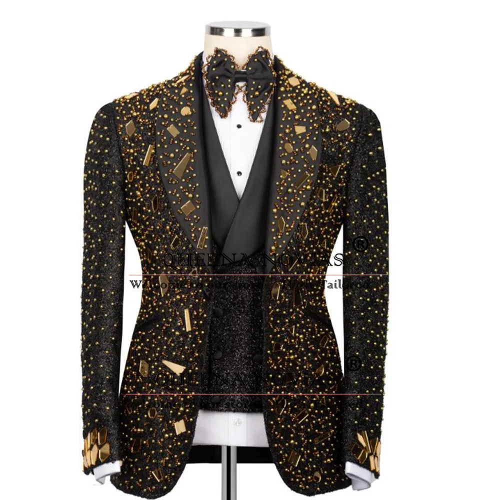 Sparkly Crystals Beading Suit Men For Wedding Customized 3-Piece Single Breasted Prom Blazer Man Formal Reception Party Suits
Sparkly Crystals Beading Suit Men For Wedding Customized 3-Piece Single Breasted Prom Blazer Man Formal Reception Party Suits