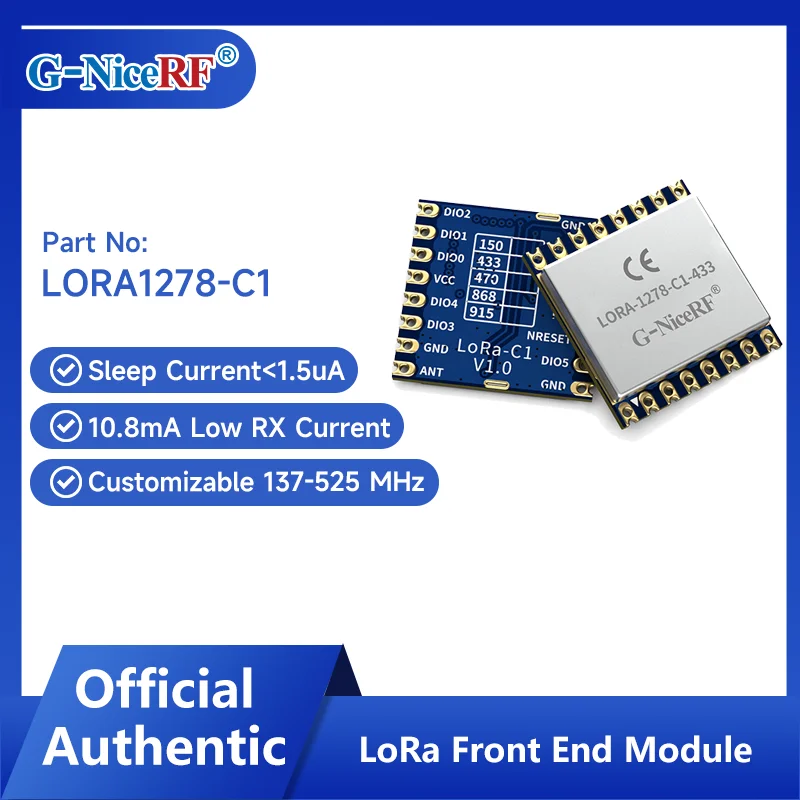 NiceRF| 2 PCS LORA1278-C1 433/470MHz 100mW SX1278 LoRa Module Wireless Transceiver SPI Interface
NiceRF| 2 PCS LORA1278-C1 433/470MHz 100mW SX1278 LoRa Module Wireless Transceiver SPI Interface
