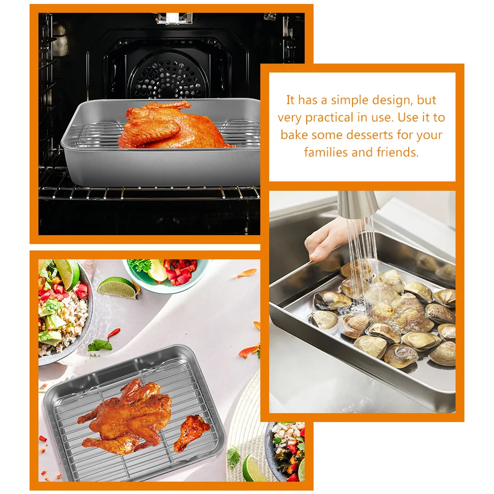 1 комплект противни из нержавеющей стали с проволочной стойкой, нечистый охлаждающий лист для духовки, барбекю, десерта, кухонные принадлежности
1 комплект противни из нержавеющей стали с проволочной стойкой, нечистый охлаждающий лист для духовки, барбекю, десерта, кухонные принадлежности