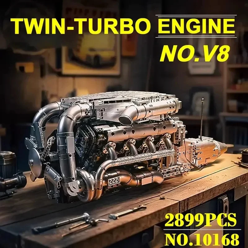 Mould King 10168 V8 Twin Turbo Engine Kit 2899PCS MOC Supercar Model with Working Pistons Turbo for Adults Car Enthusiasts
Mould King 10168 V8 Twin Turbo Engine Kit 2899PCS MOC Supercar Model with Working Pistons Turbo for Adults Car Enthusiasts