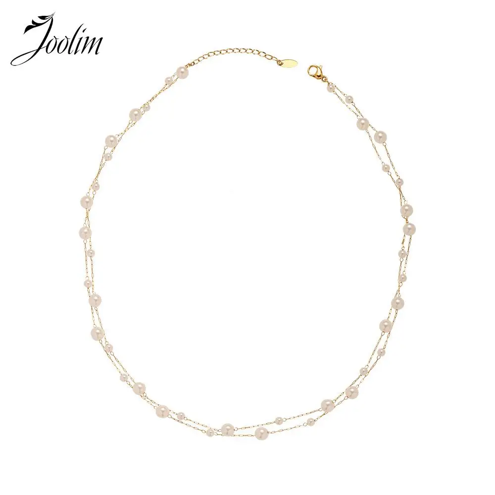 Joolim Jewelry Wholesale No Fade Elegant Mermaid Bubble Beads Pearl Pave Double Layer Chain Stainless Steel Necklace for Women
Joolim Jewelry Wholesale No Fade Elegant Mermaid Bubble Beads Pearl Pave Double Layer Chain Stainless Steel Necklace for Women