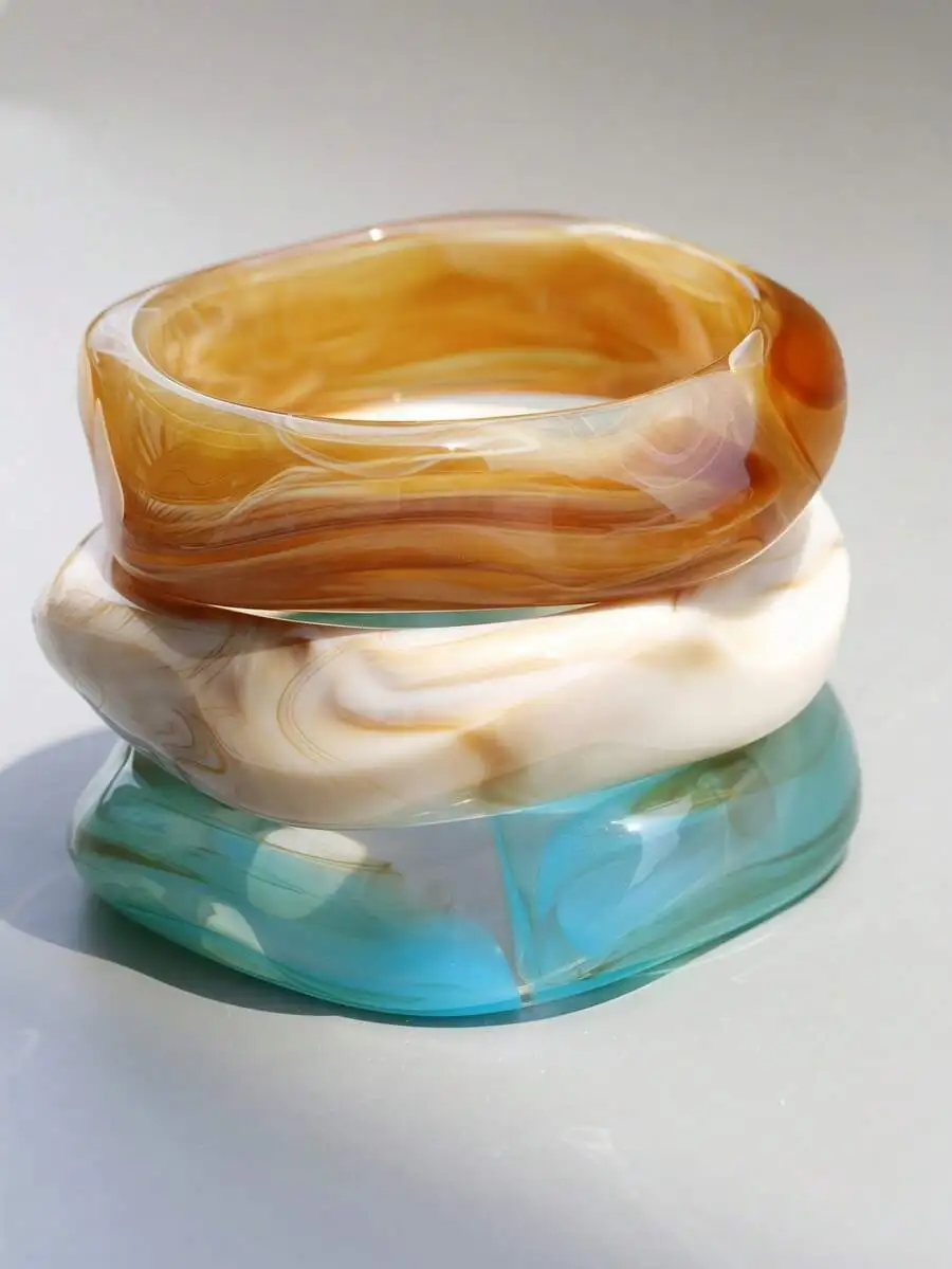 3pcs Resin Bracelet For Women Bohemian Style Marble Effect Asymmetrical Retro
3pcs Resin Bracelet For Women Bohemian Style Marble Effect Asymmetrical Retro