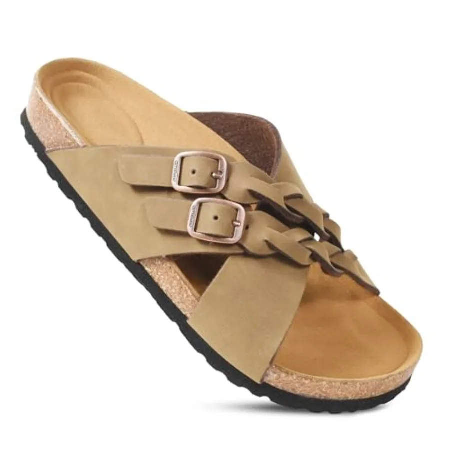 Cork Recovery Slides for Women with Plantar Fasciitis Relief Comfortable Suede Footbed with Adjustable Buckle Cross Strappy Sli
Cork Recovery Slides for Women with Plantar Fasciitis Relief Comfortable Suede Footbed with Adjustable Buckle Cross Strappy Sli